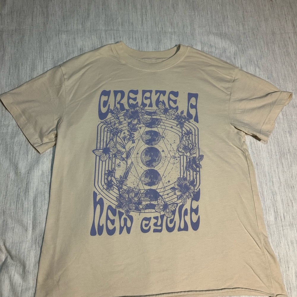 Awake Tan Short Sleeve Tee with Retro Graphic